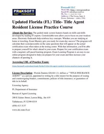 Updated Florida (FL) Title- Title Agent Resident License Practice Course