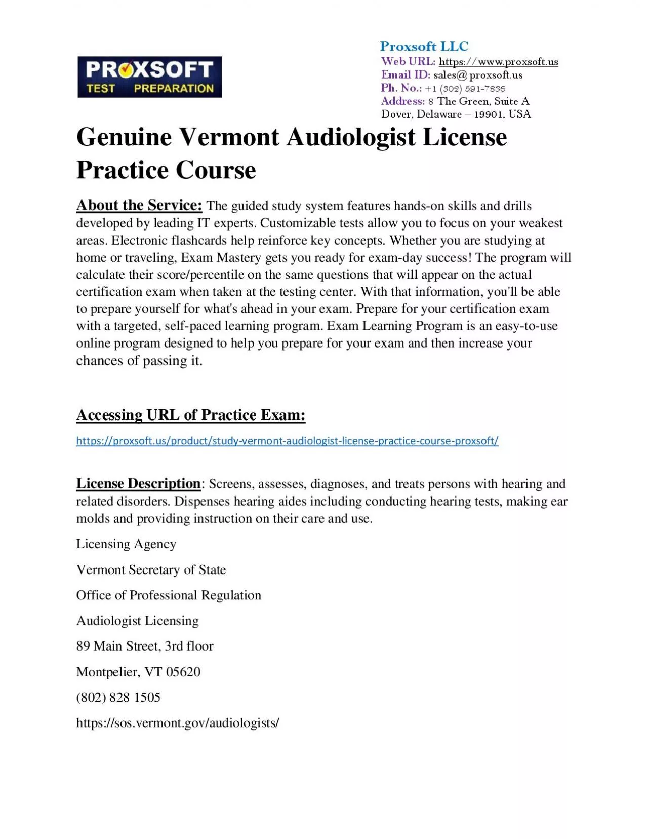 PDF-Genuine Vermont Audiologist License Practice Course