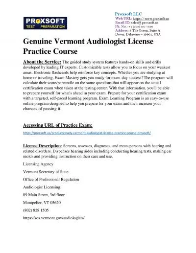 Genuine Vermont Audiologist License Practice Course