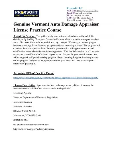 Genuine Vermont Auto Damage Appraiser License Practice Course