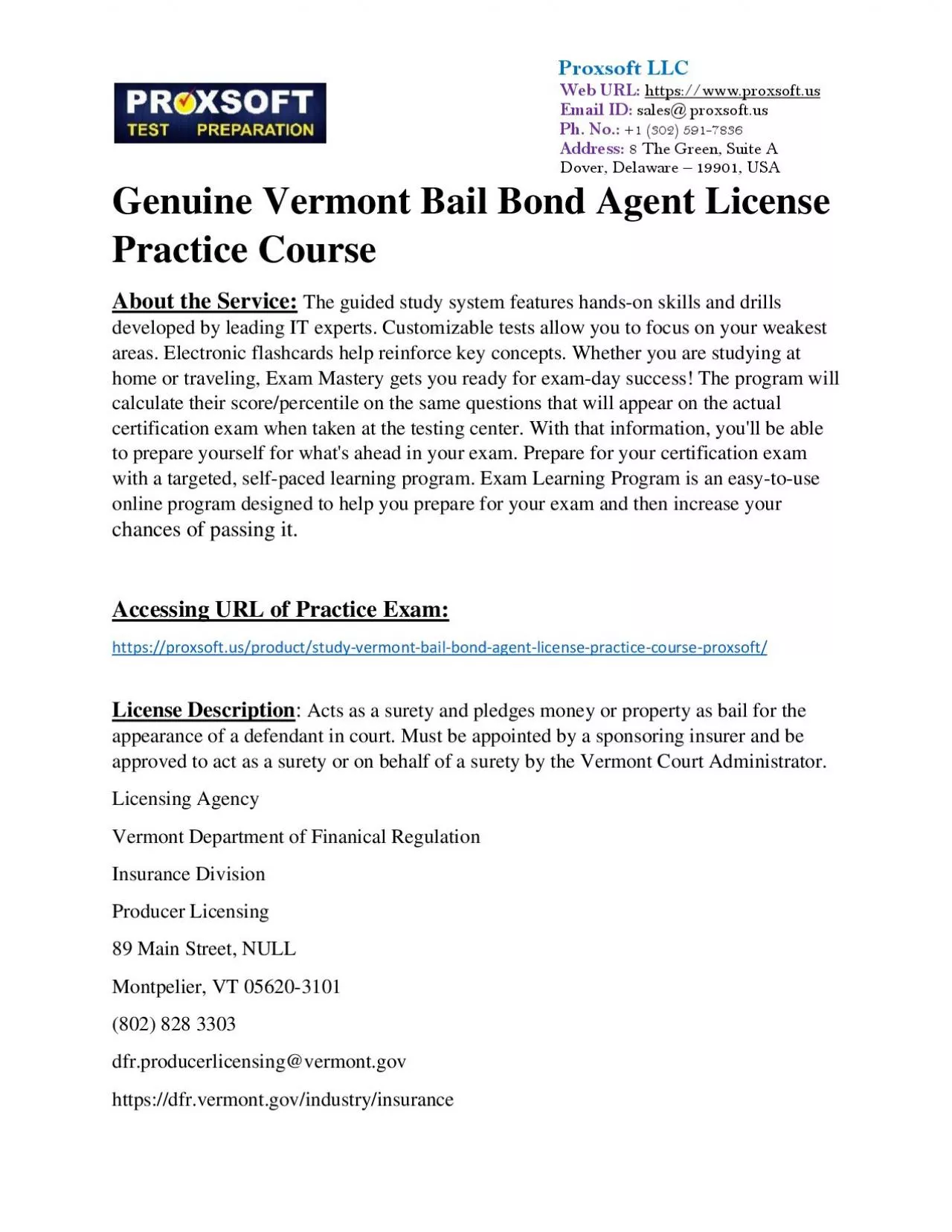 Genuine Vermont Bail Bond Agent License Practice Course