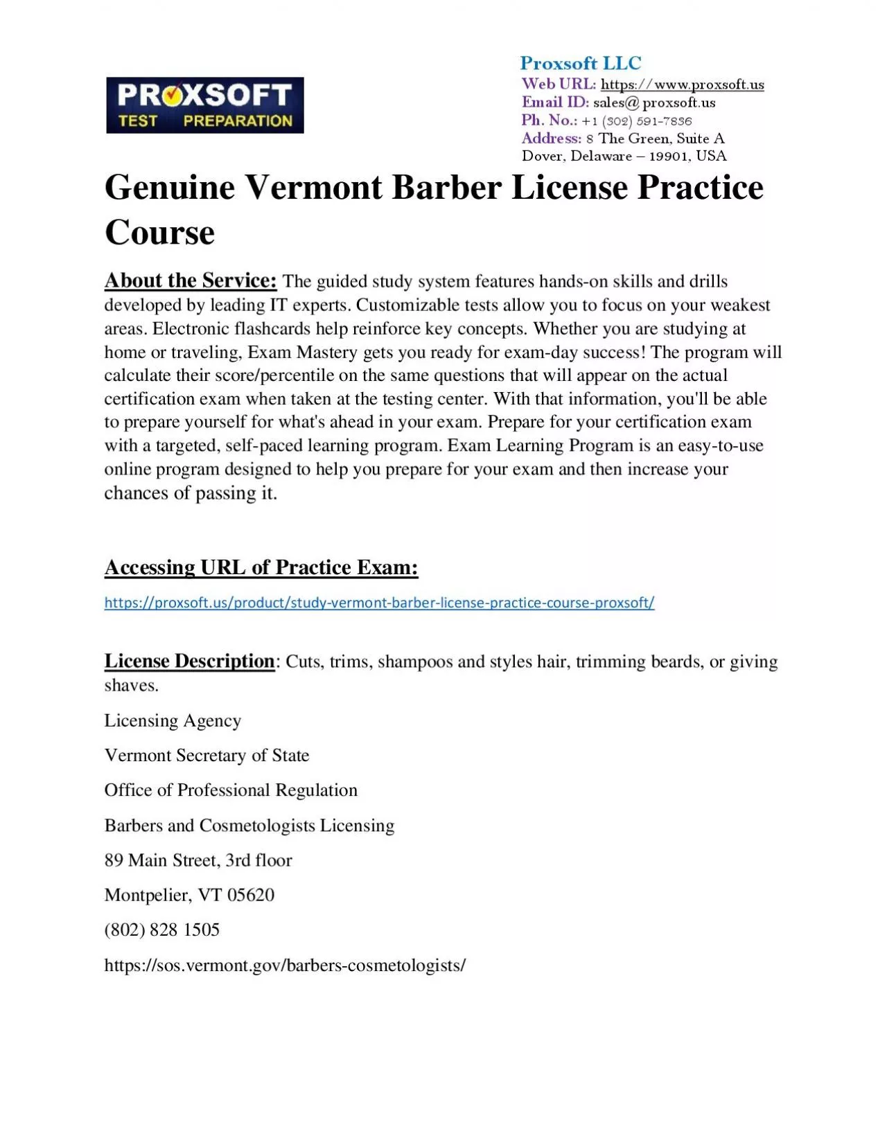 PDF-Genuine Vermont Barber License Practice Course