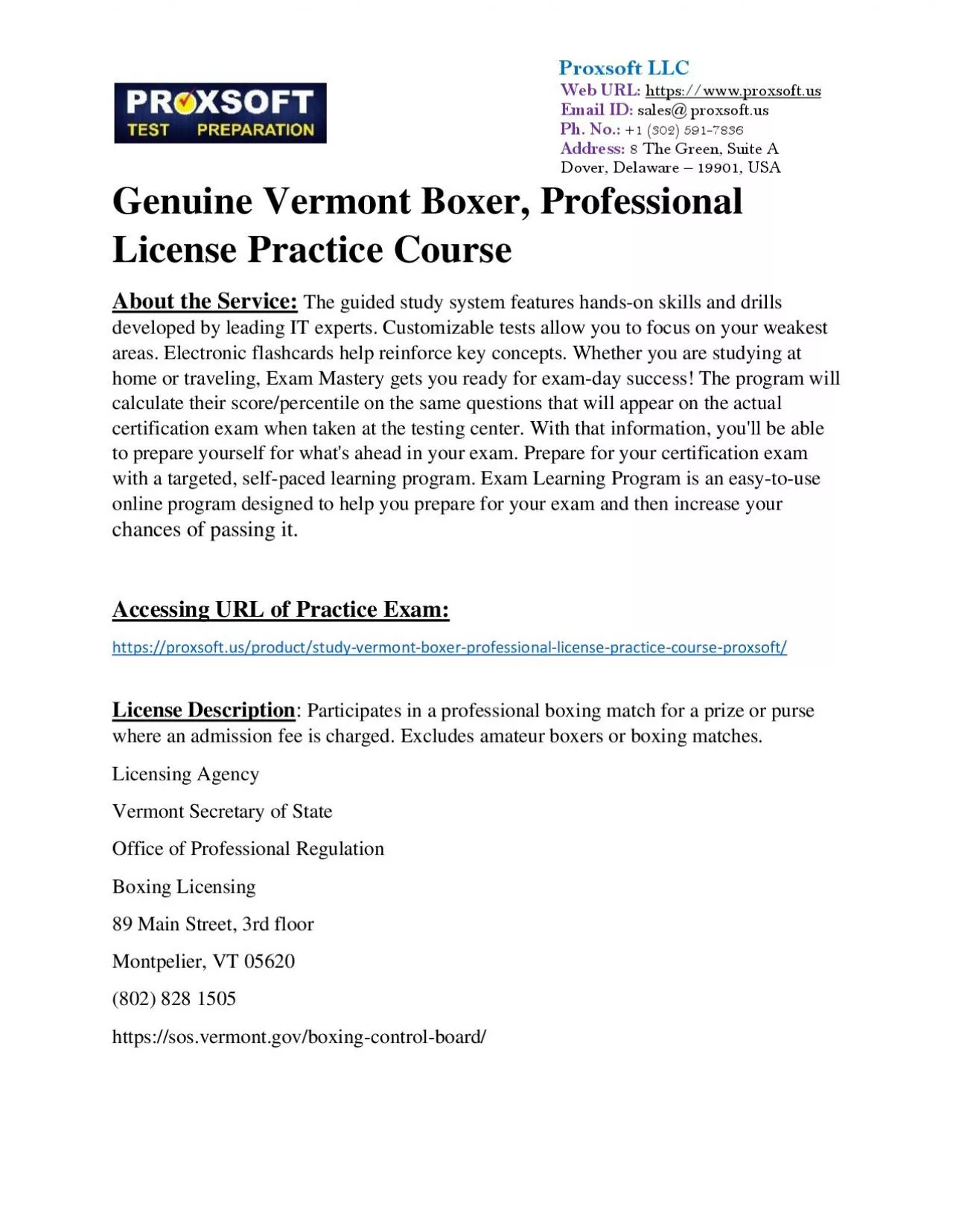 PDF-Genuine Vermont Boxer, Professional License Practice Course