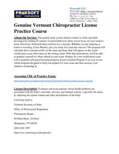 Genuine Vermont Chiropractor License Practice Course