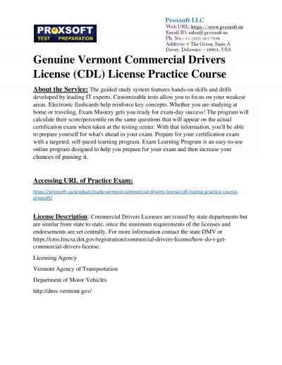 Genuine Vermont Commercial Drivers License (CDL) License Practice Course