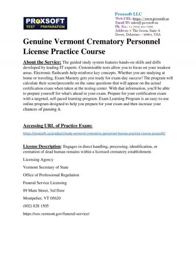 Genuine Vermont Crematory Personnel License Practice Course