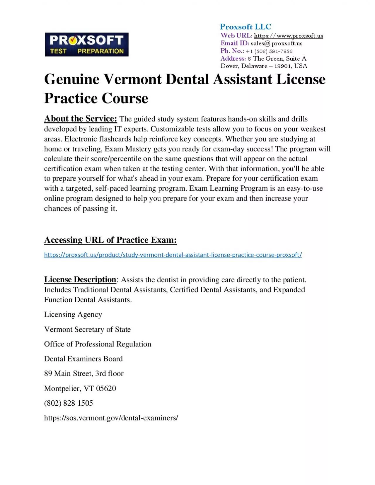 PDF-Genuine Vermont Dental Assistant License Practice Course