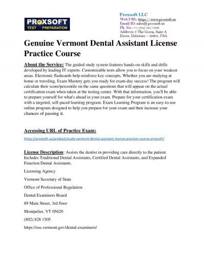 Genuine Vermont Dental Assistant License Practice Course