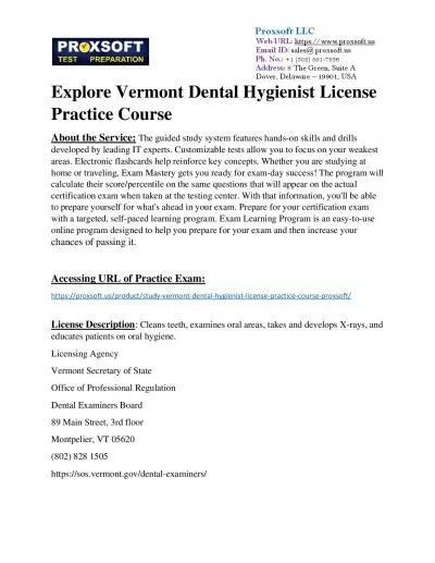 Explore Vermont Dental Hygienist License Practice Course