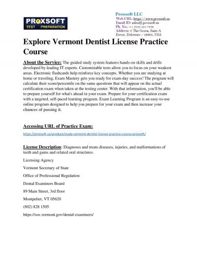 Explore Vermont Dentist License Practice Course