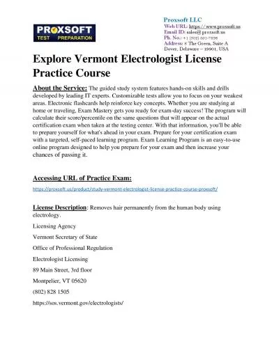 Explore Vermont Electrologist License Practice Course