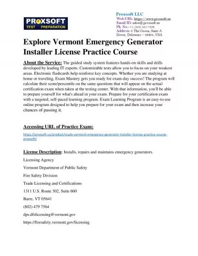 Explore Vermont Emergency Generator Installer License Practice Course