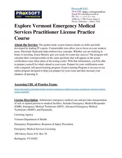 Explore Vermont Emergency Medical Services Practitioner License Practice Course