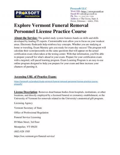 Explore Vermont Funeral Removal Personnel License Practice Course