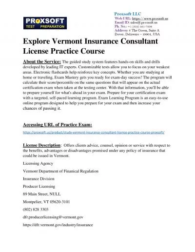 Explore Vermont Insurance Consultant License Practice Course