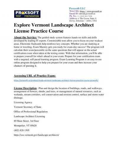 Explore Vermont Landscape Architect License Practice Course