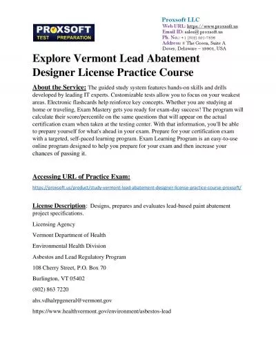 Explore Vermont Lead Abatement Designer License Practice Course