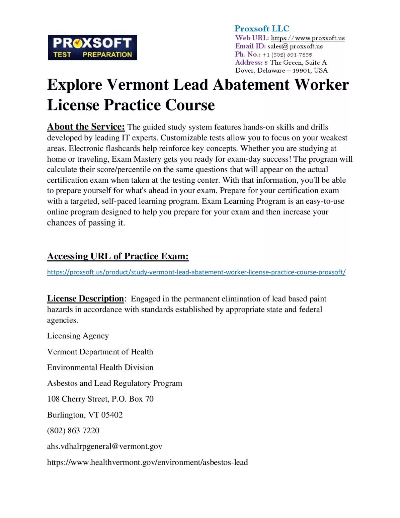 PDF-Explore Vermont Lead Abatement Worker License Practice Course