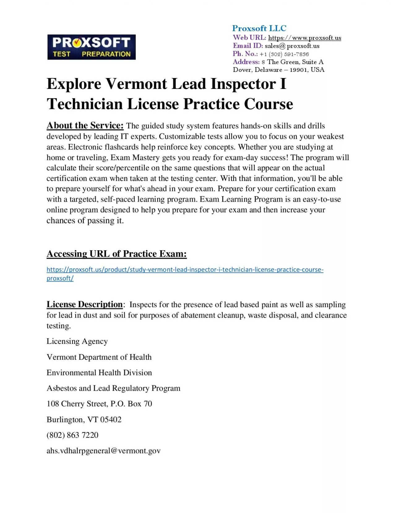 PDF-Explore Vermont Lead Inspector I Technician License Practice Course