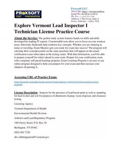 Explore Vermont Lead Inspector I Technician License Practice Course