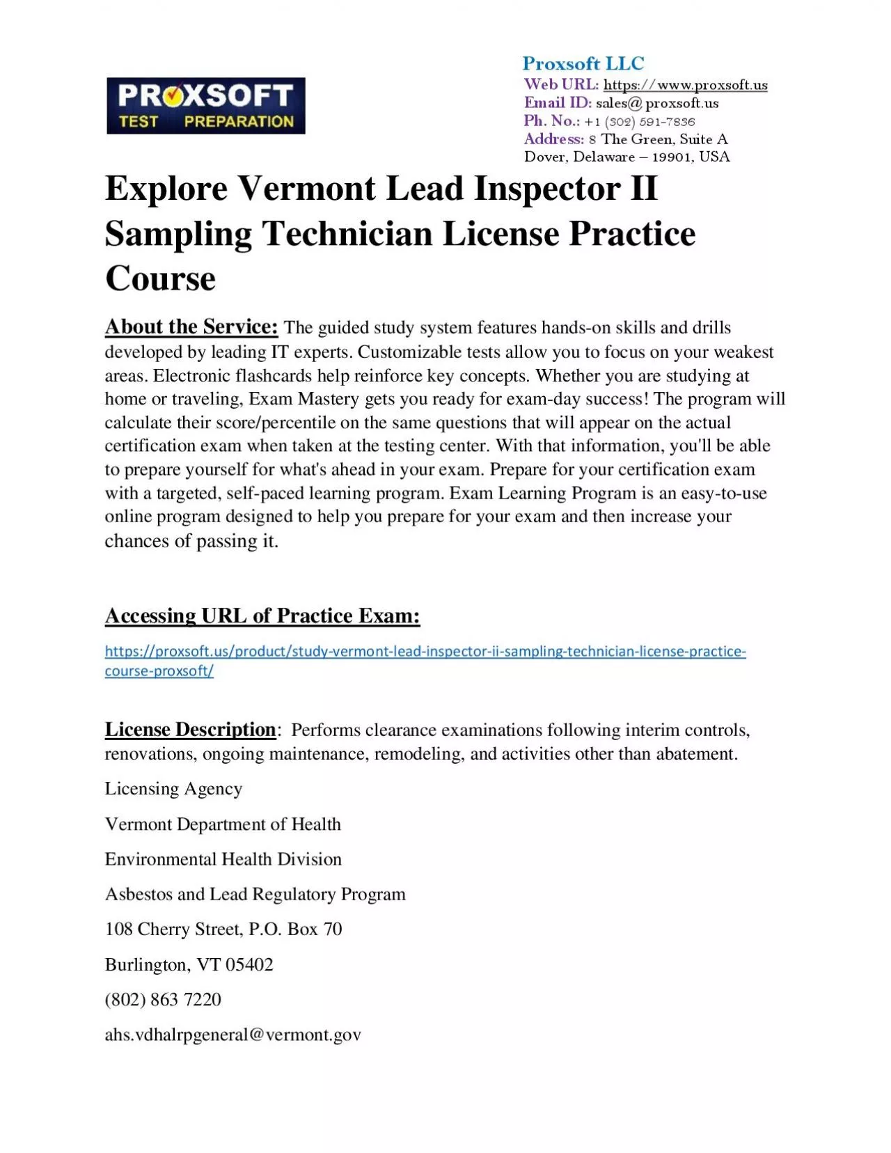 PDF-Explore Vermont Lead Inspector II Sampling Technician License Practice Course