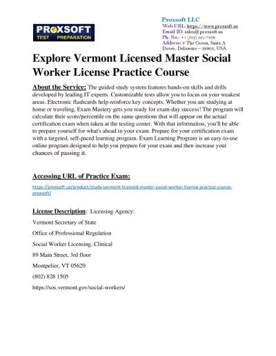 Explore Vermont Licensed Master Social Worker License Practice Course