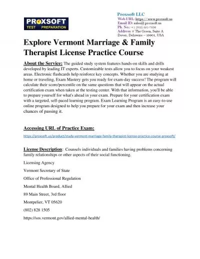 Explore Vermont Marriage & Family Therapist License Practice Course