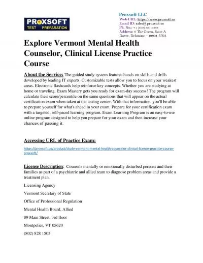 Explore Vermont Mental Health Counselor, Clinical License Practice Course