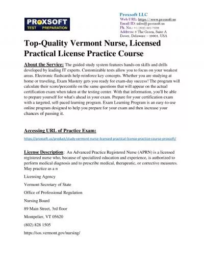 Top-Quality Vermont Nurse, Licensed Practical License Practice Course