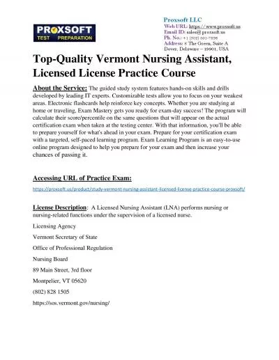 Top-Quality Vermont Nursing Assistant, Licensed License Practice Course