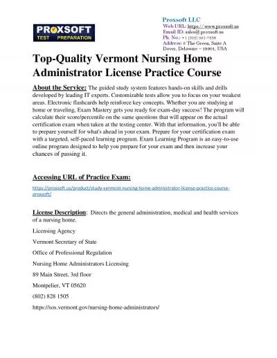 Top-Quality Vermont Nursing Home Administrator License Practice Course