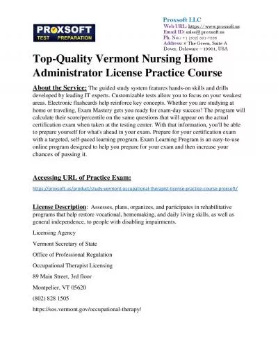 Top-Quality Vermont Occupational Therapist License Practice Course