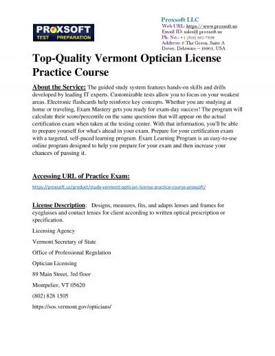 Top-Quality Vermont Optician License Practice Course