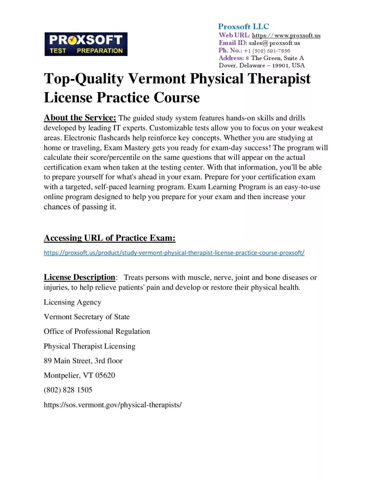 PDF-Top-Quality Vermont Physical Therapist License Practice Course