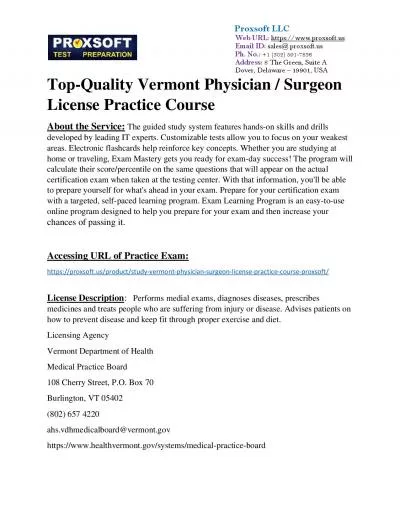 Top-Quality Vermont Physician / Surgeon License Practice Course