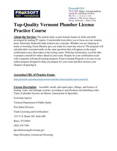 Top-Quality Vermont Plumber License Practice Course