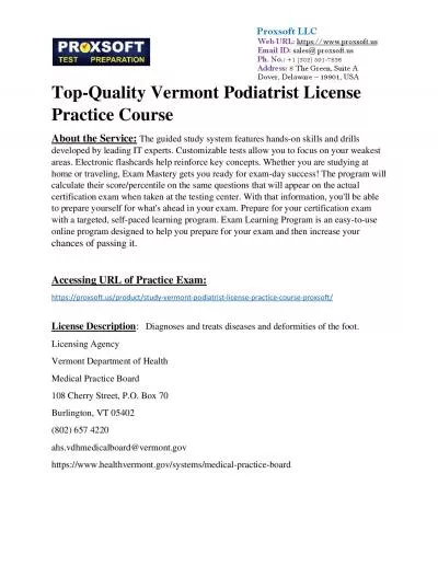 Top-Quality Vermont Podiatrist License Practice Course