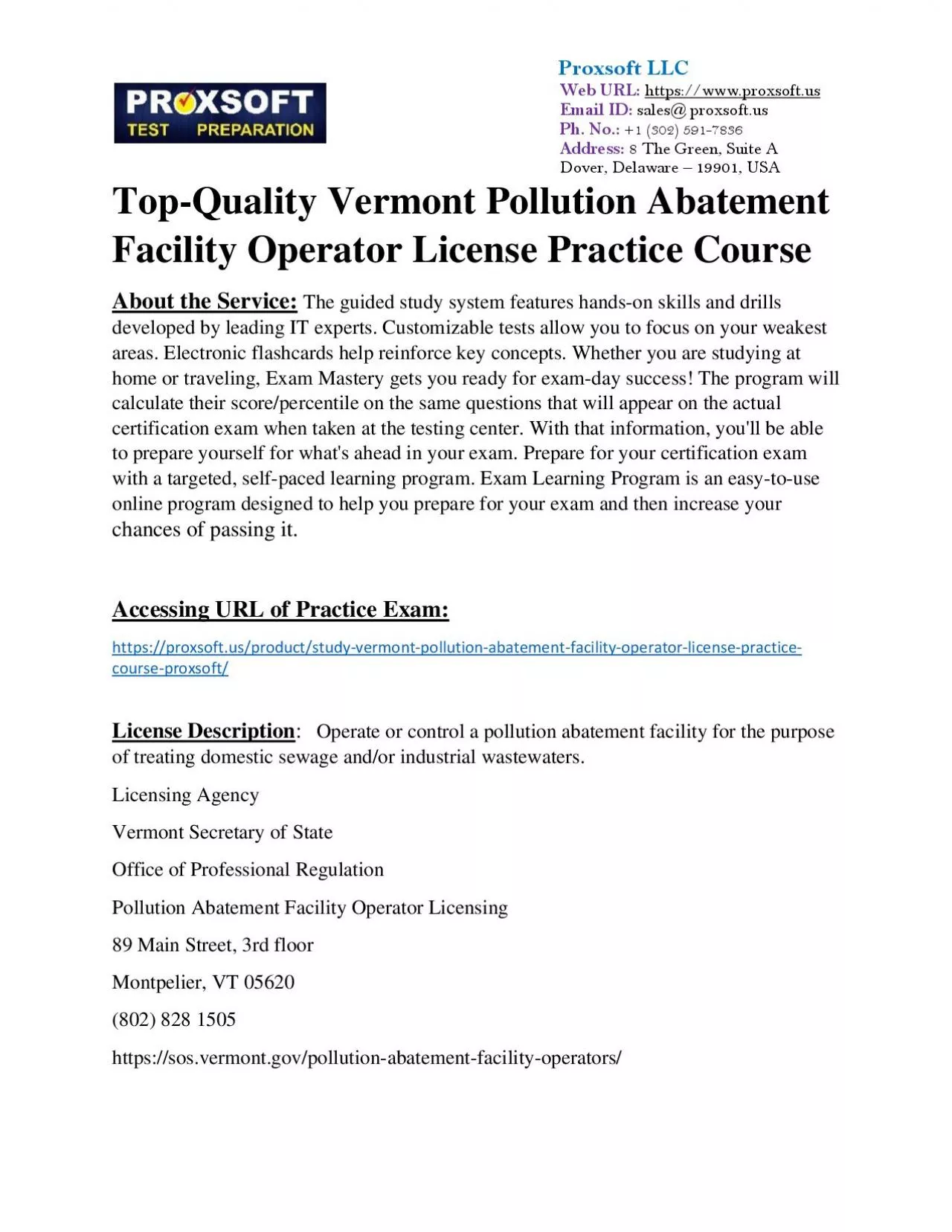 PDF-Top-Quality Vermont Pollution Abatement Facility Operator License Practice Course