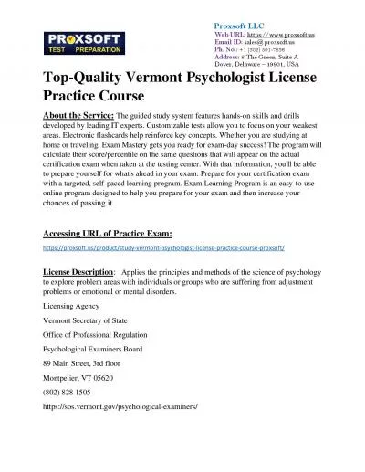 Top-Quality Vermont Psychologist License Practice Course