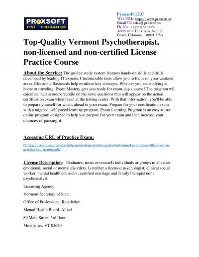 Top-Quality Vermont Psychotherapist, non-licensed and non-certified License Practice Course