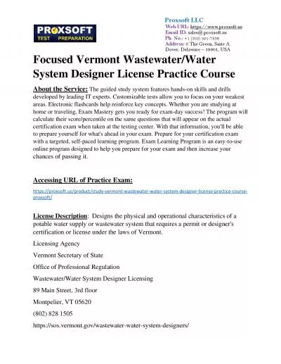 Focused Vermont Wastewater/Water System Designer License Practice Course