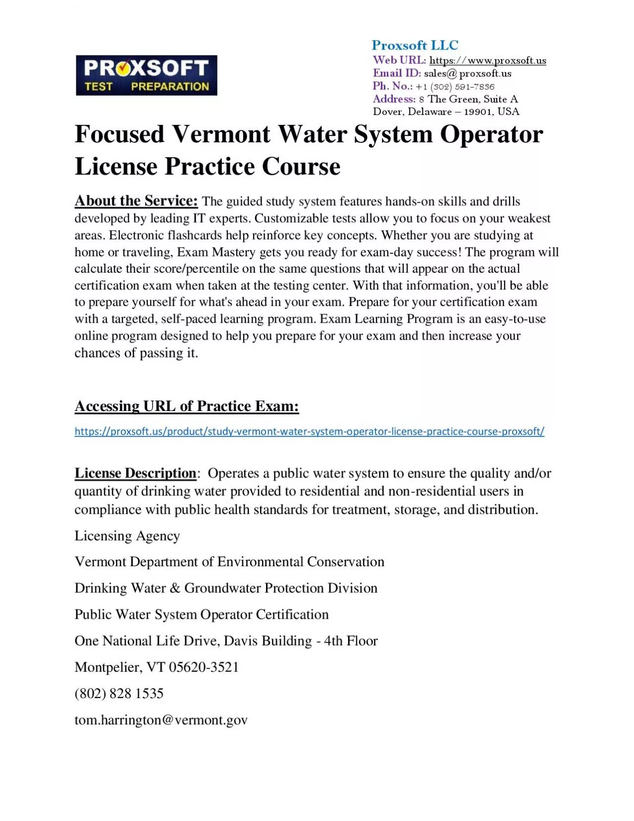 PDF-Focused Vermont Water System Operator License Practice Course