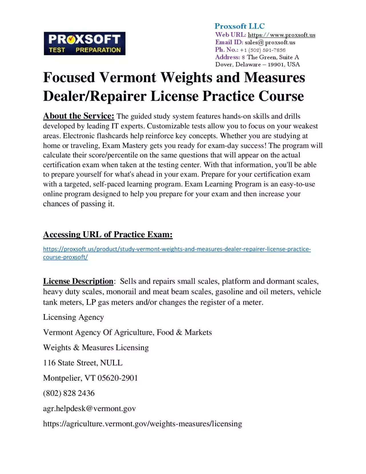 PDF-Focused Vermont Weighmaster, Public License Practice Course