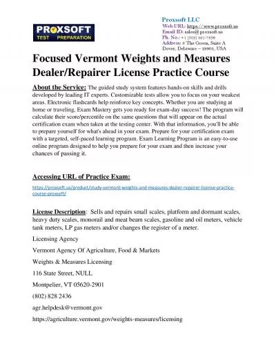 Focused Vermont Weights and Measures Dealer/Repairer License Practice Course