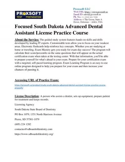 Focused South Dakota Advanced Dental Assistant License Practice Course