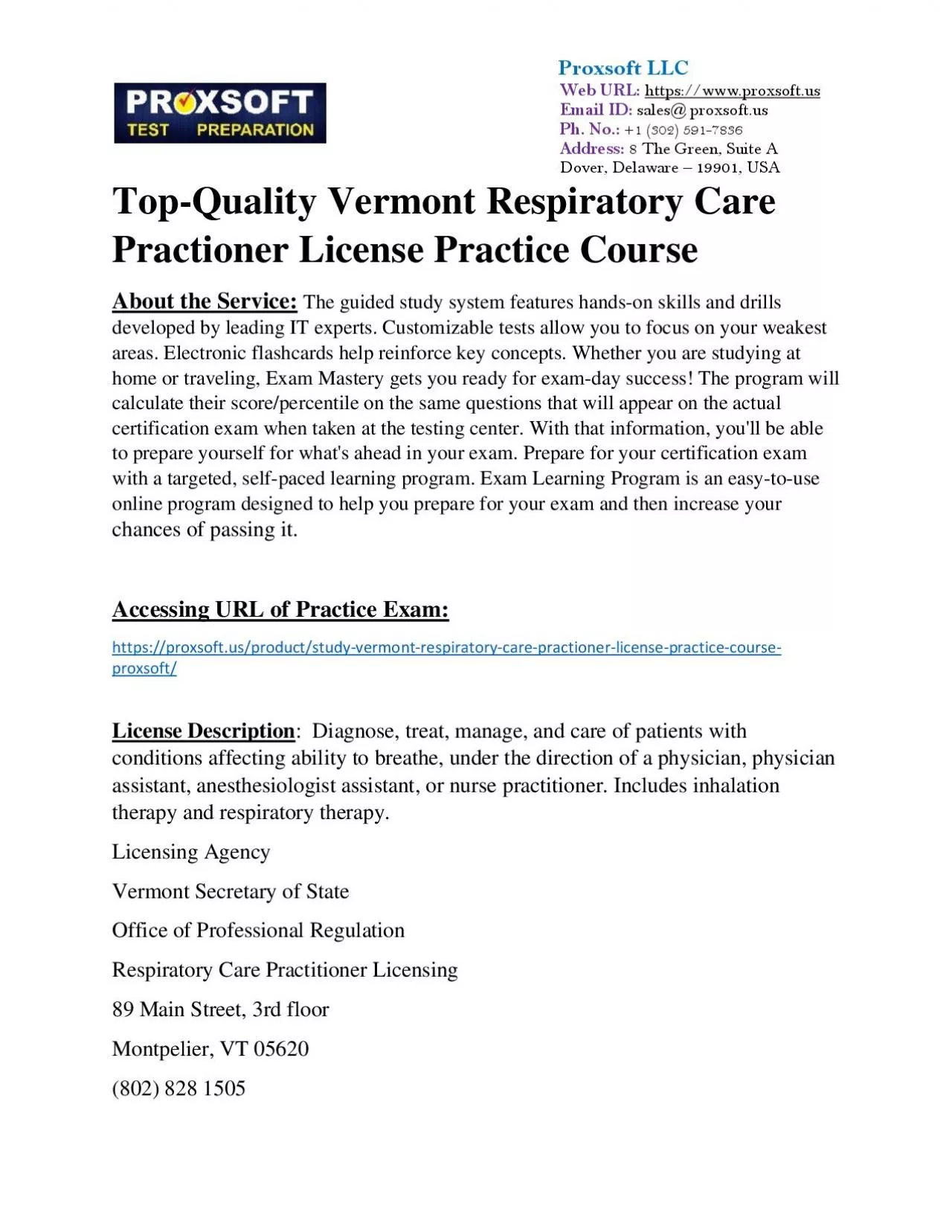 PDF-Top-Quality Vermont Respiratory Care Practioner License Practice Course