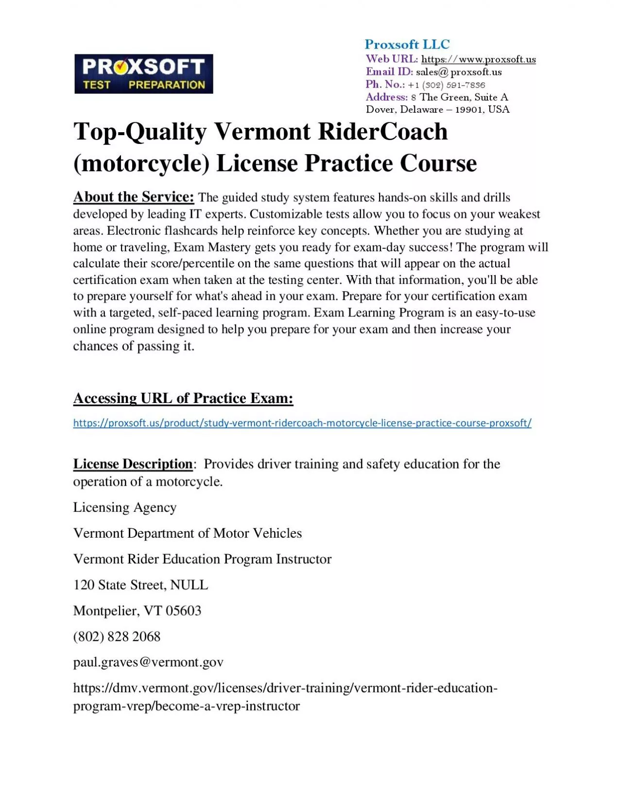 PDF-Top-Quality Vermont RiderCoach (motorcycle) License Practice Course