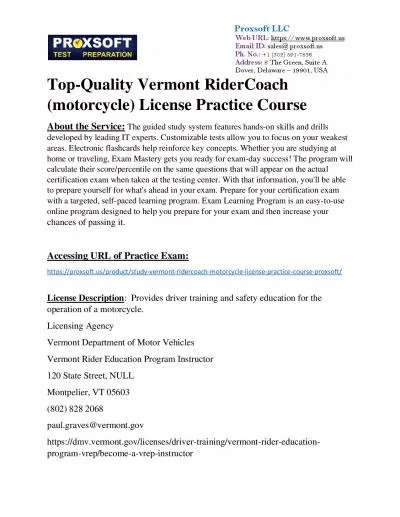 Top-Quality Vermont RiderCoach (motorcycle) License Practice Course