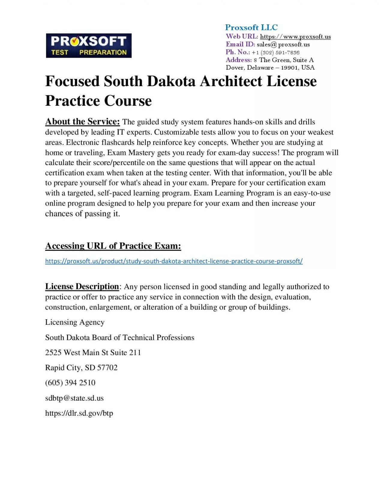 PDF-Focused South Dakota Architect License Practice Course