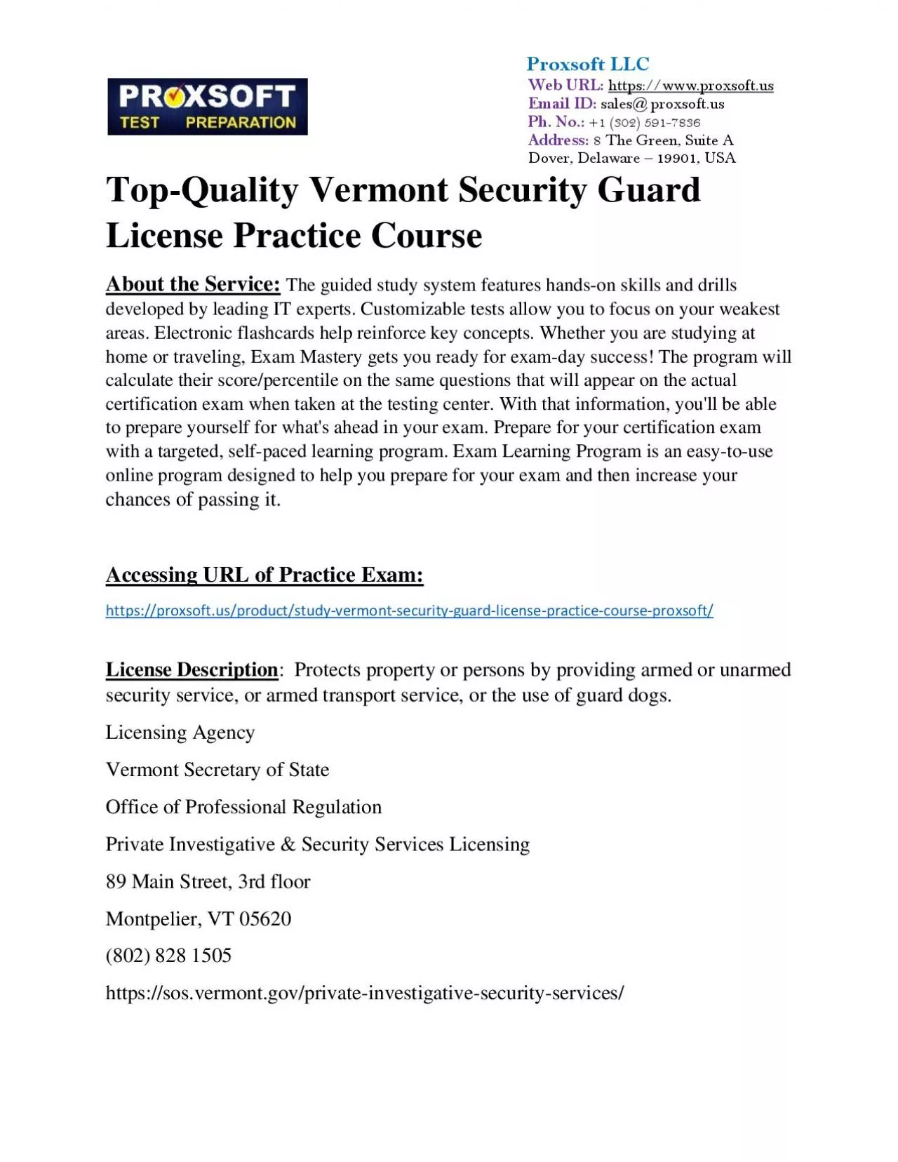 PDF-Top-Quality Vermont Security Guard License Practice Course